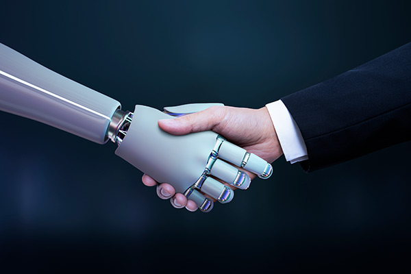 Image of human and robot shaking robot-handshake-600x400